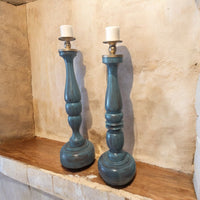 Vintage Blue Wooden | Candle Stand