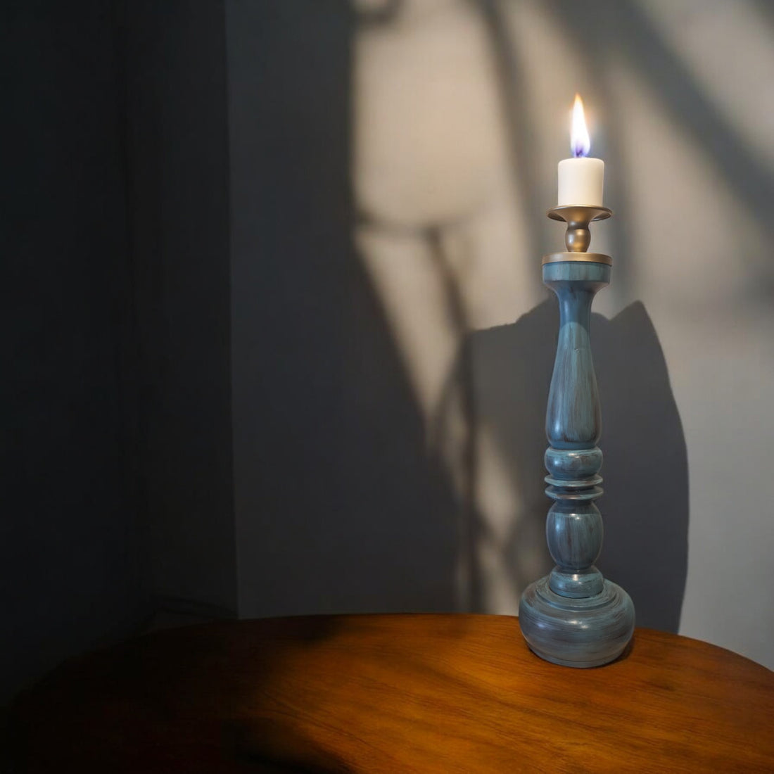 Vintage Blue Wooden | Candle Stand